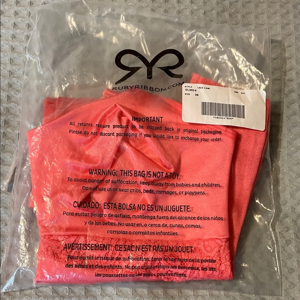 Ruby Ribbon Peach Lace Cami - Picture 8 of 8